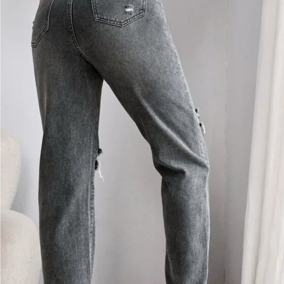 Shein L Tall Black/gray Mom Jeans - Picture 2 of 8